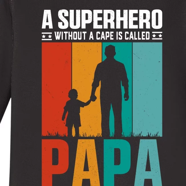 Superhero Papa FatherS Day Graphic Baby Long Sleeve Bodysuit