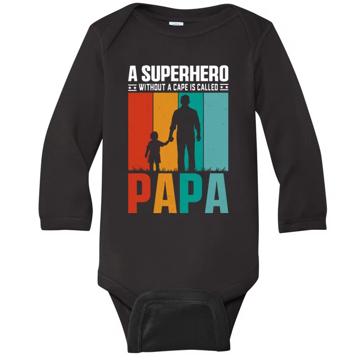 Superhero Papa FatherS Day Graphic Baby Long Sleeve Bodysuit