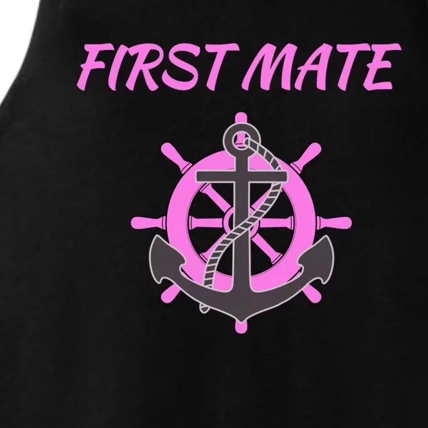 S Pink First Mate Boat Anchor Nautical Gift Ladies Tri-Blend Wicking Tank