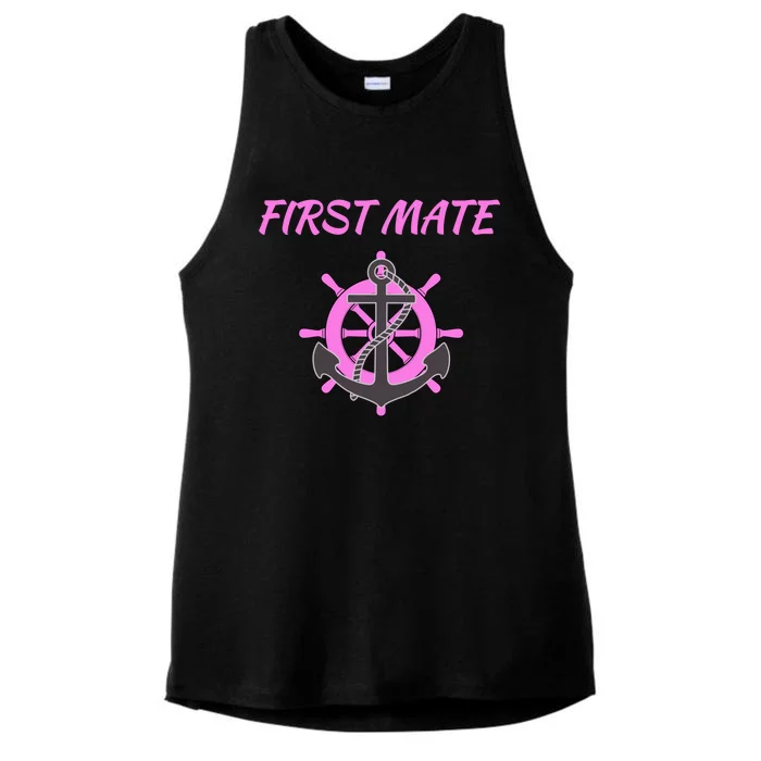 S Pink First Mate Boat Anchor Nautical Gift Ladies Tri-Blend Wicking Tank