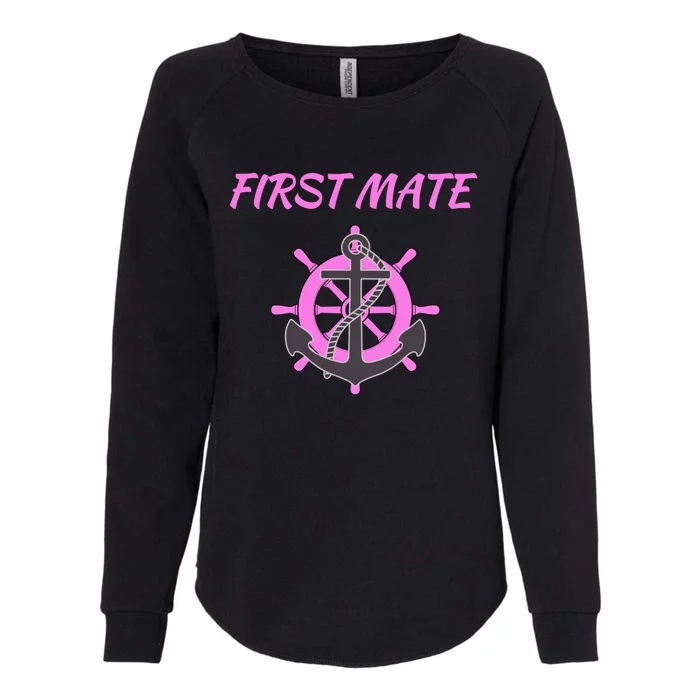 S Pink First Mate Boat Anchor Nautical Gift Womens California Wash Sweatshirt