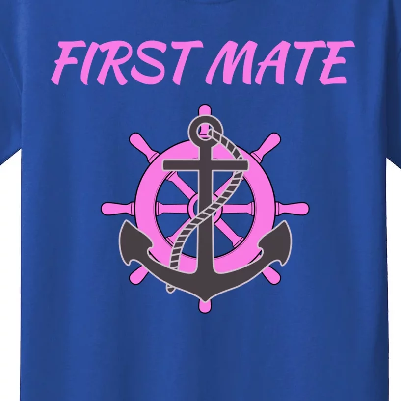 S Pink First Mate Boat Anchor Nautical Gift Kids T-Shirt