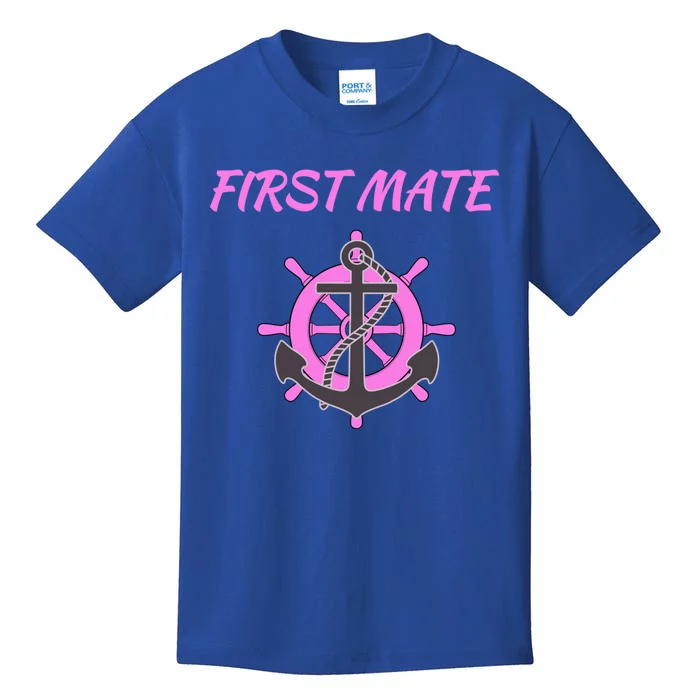 S Pink First Mate Boat Anchor Nautical Gift Kids T-Shirt