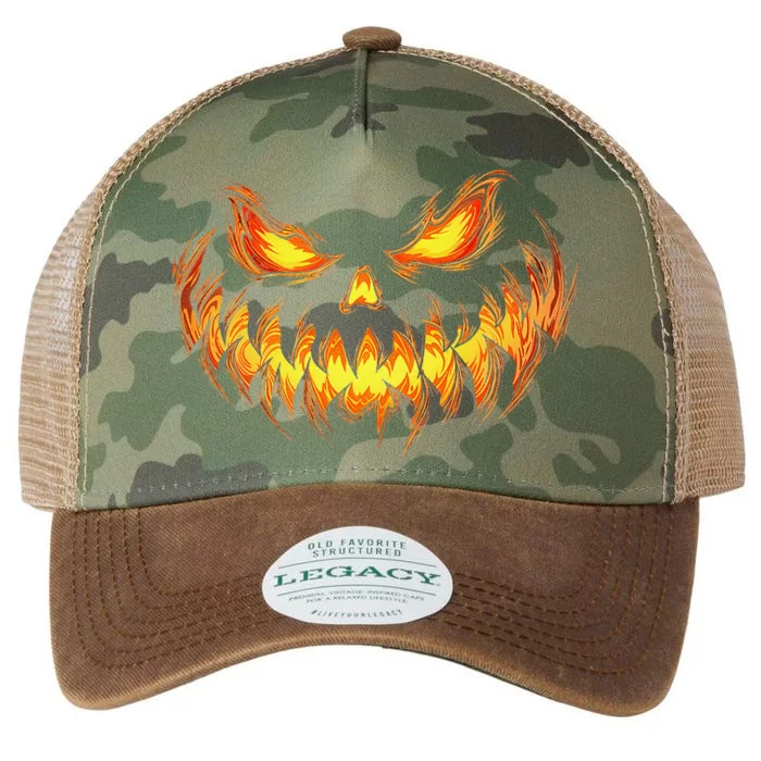 Scary Pumpkin Face Halloween Jack O Lantern Trick Treat Legacy Tie Dye Trucker Hat