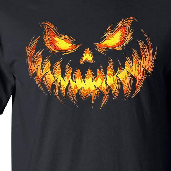 Scary Pumpkin Face Halloween Jack O Lantern Trick Treat Tall T-Shirt