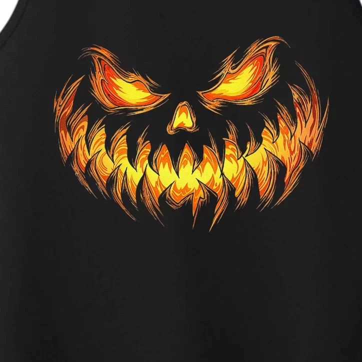 Scary Pumpkin Face Halloween Jack O Lantern Trick Treat Performance Tank