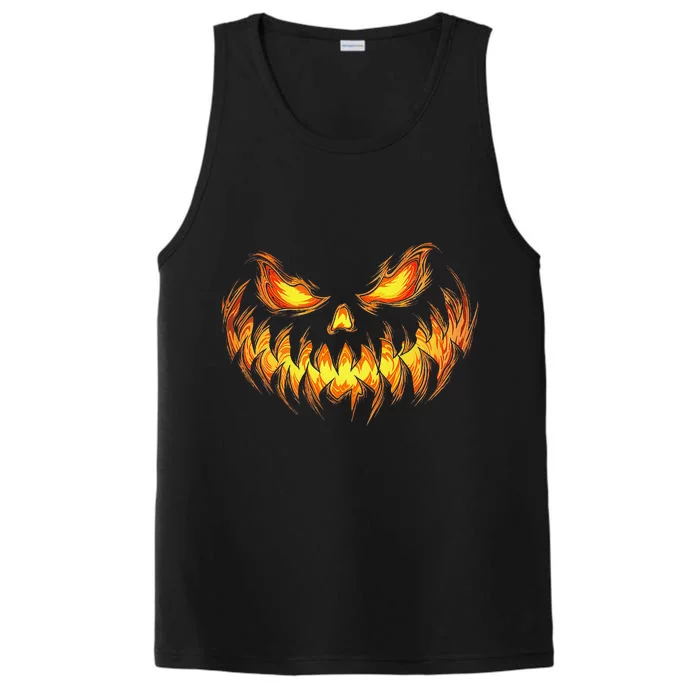 Scary Pumpkin Face Halloween Jack O Lantern Trick Treat Performance Tank