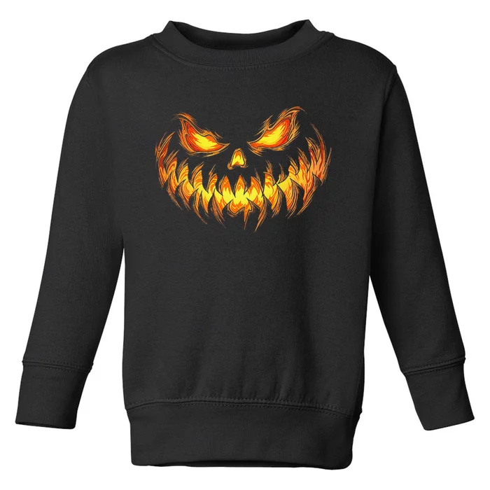 Scary Pumpkin Face Halloween Jack O Lantern Trick Treat Toddler Sweatshirt