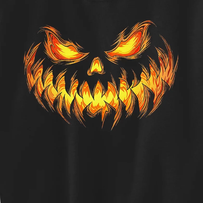 Scary Pumpkin Face Halloween Jack O Lantern Trick Treat Kids Sweatshirt