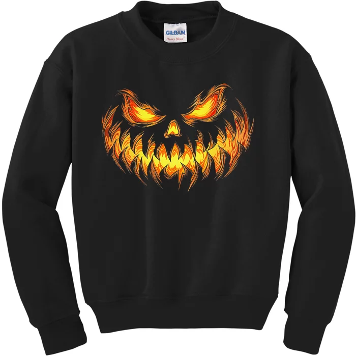 Scary Pumpkin Face Halloween Jack O Lantern Trick Treat Kids Sweatshirt