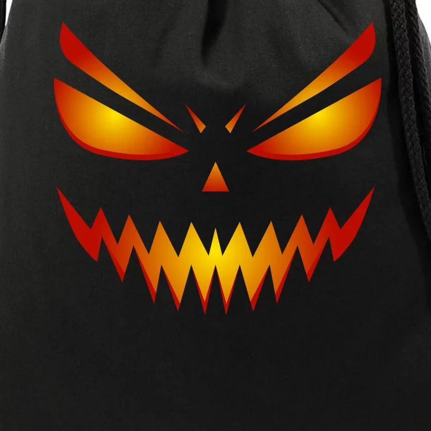 Spooky Pumpkin Face Halloween Drawstring Bag