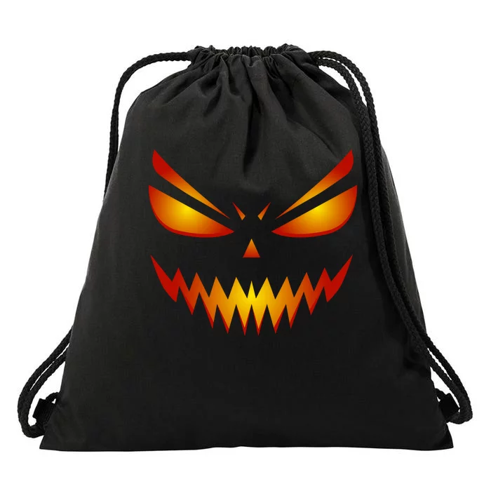 Spooky Pumpkin Face Halloween Drawstring Bag