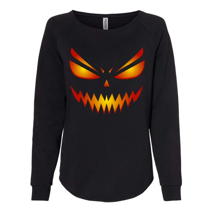 Spooky Pumpkin Face Halloween Womens California Wash Sweatshirt