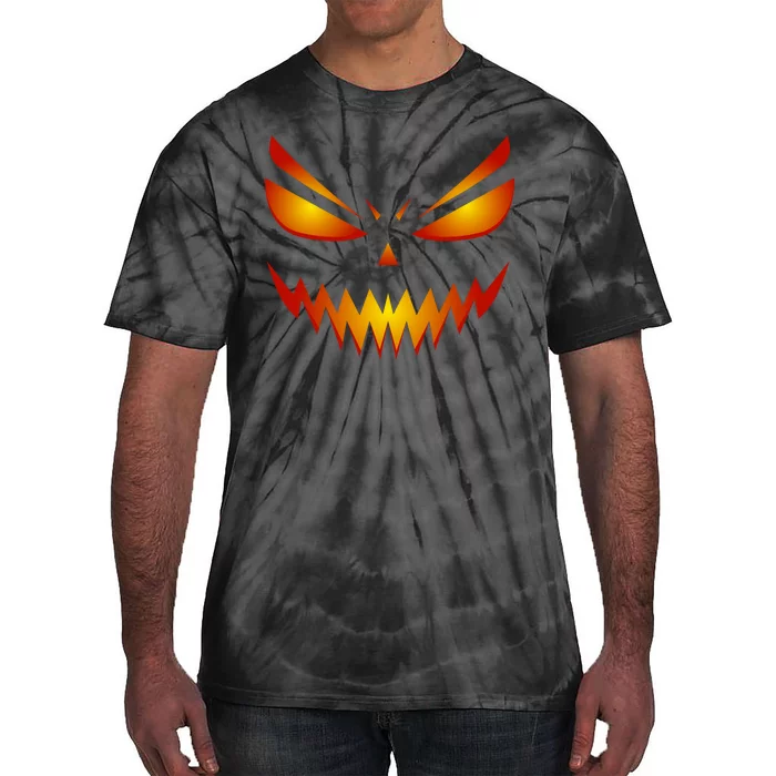 Spooky Pumpkin Face Halloween Tie-Dye T-Shirt