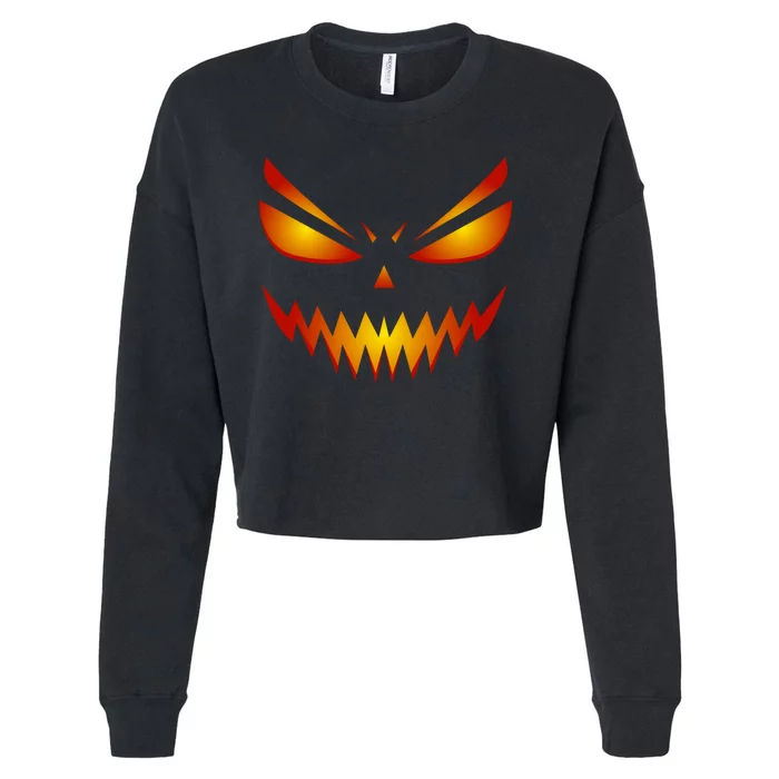 Spooky Pumpkin Face Halloween Cropped Pullover Crew