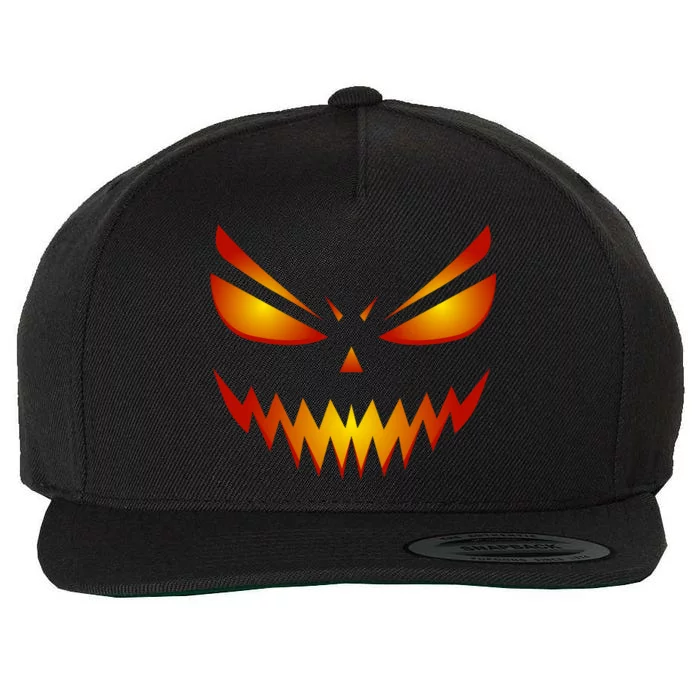 Spooky Pumpkin Face Halloween Wool Snapback Cap