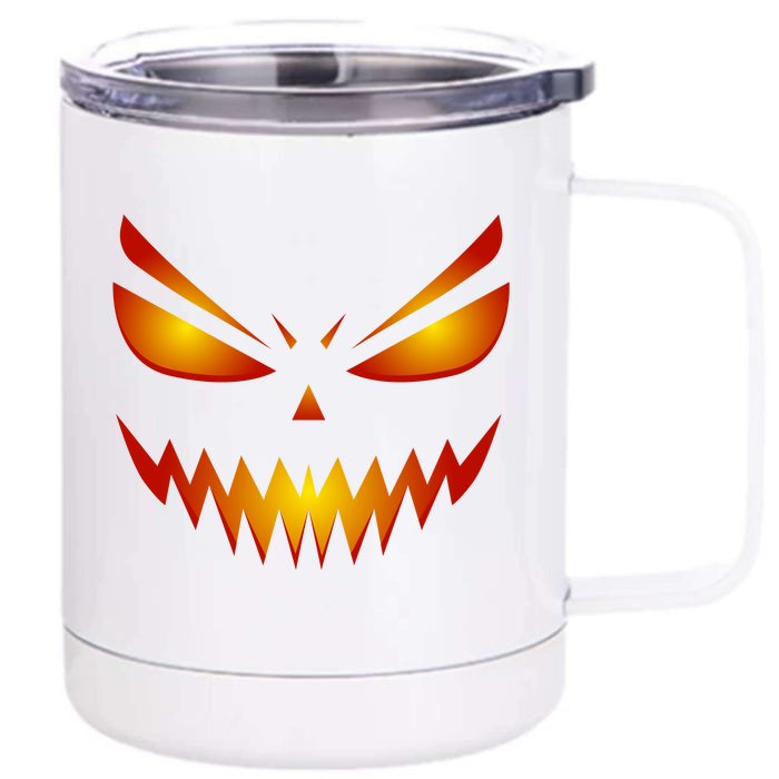 Spooky Pumpkin Face Halloween Front & Back 12oz Stainless Steel Tumbler Cup