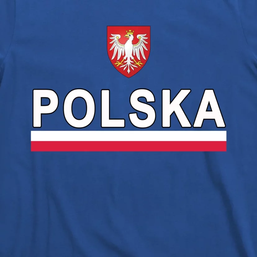 Sporty Polska Flag And Emblem Polish Coat Of Arms Gift T-Shirt