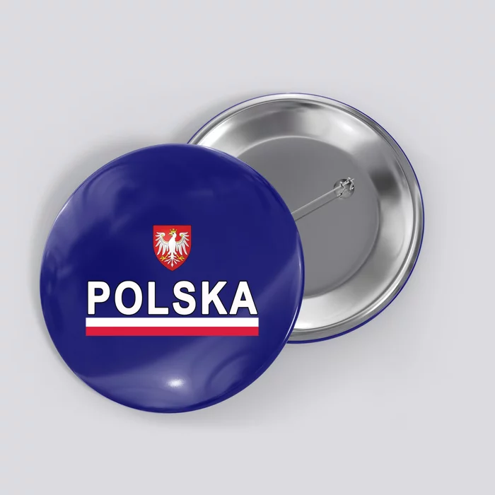 Sporty Polska Flag And Emblem Polish Coat Of Arms Gift Button