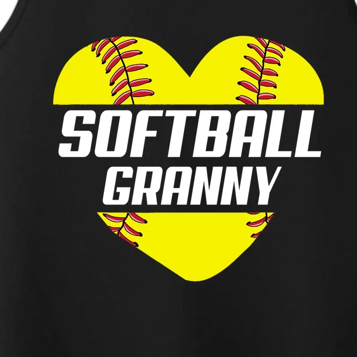 Softball Player Family Funny Gift Softball Granny Heart Gift Performance Tank