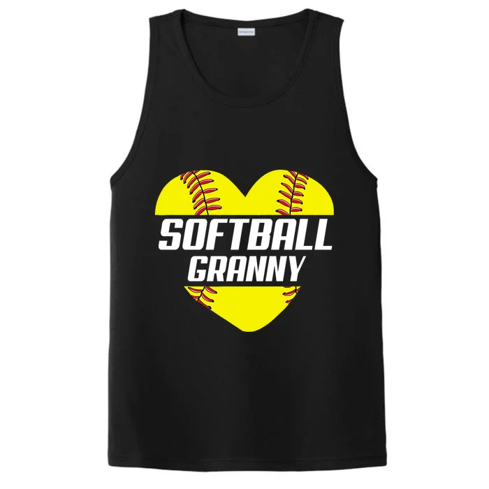 Softball Player Family Funny Gift Softball Granny Heart Gift Performance Tank