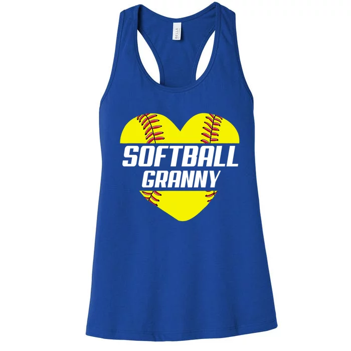 Softball Player Family Funny Gift Softball Granny Heart Gift Women's Racerback Tank