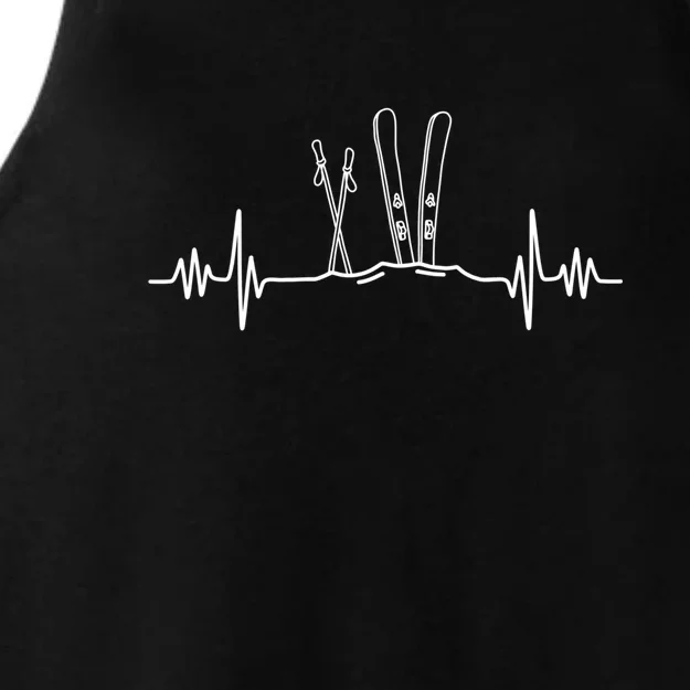 Ski Poles For Skiing Heartbeat Skier Skiing Gift For Skiers Ladies Tri-Blend Wicking Tank