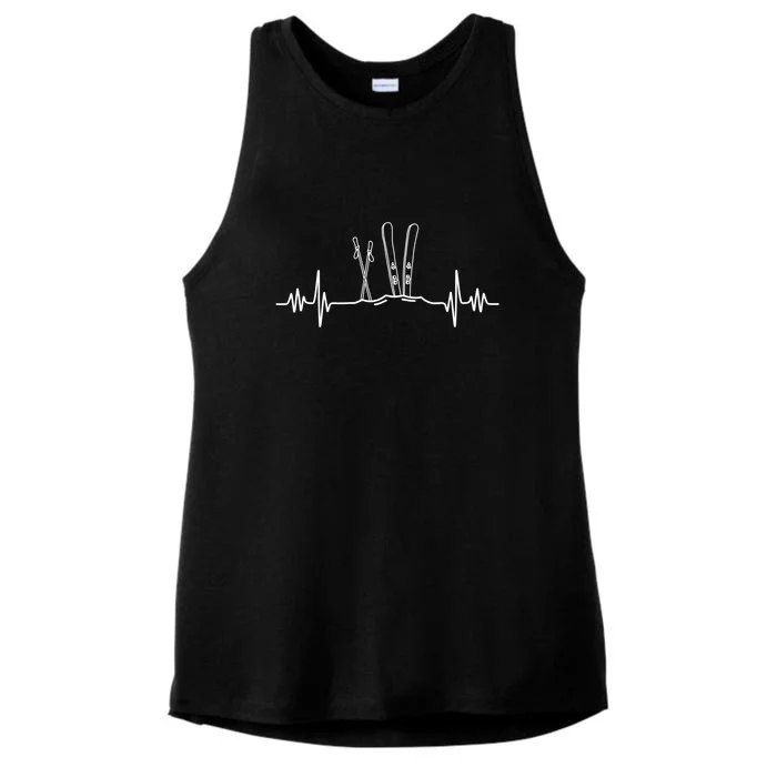 Ski Poles For Skiing Heartbeat Skier Skiing Gift For Skiers Ladies Tri-Blend Wicking Tank