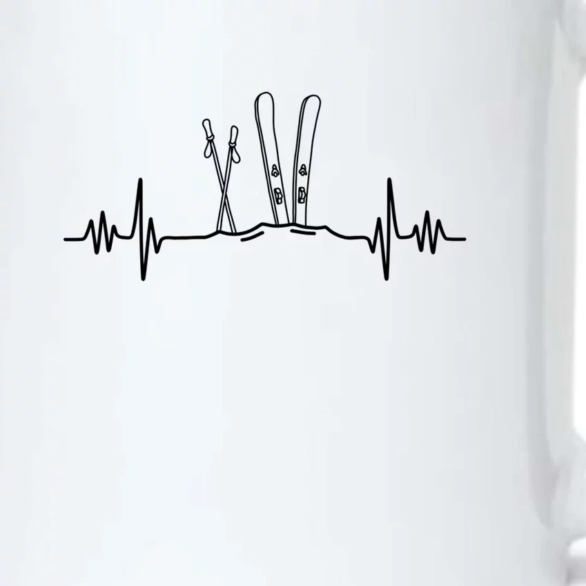 Ski Poles For Skiing Heartbeat Skier Skiing Gift For Skiers Black Color Changing Mug