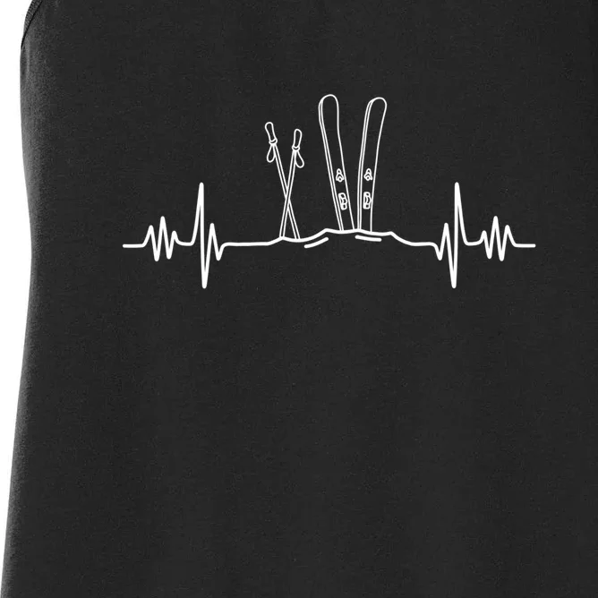 Ski Poles For Skiing Heartbeat Skier Skiing Gift For Skiers Women's Racerback Tank