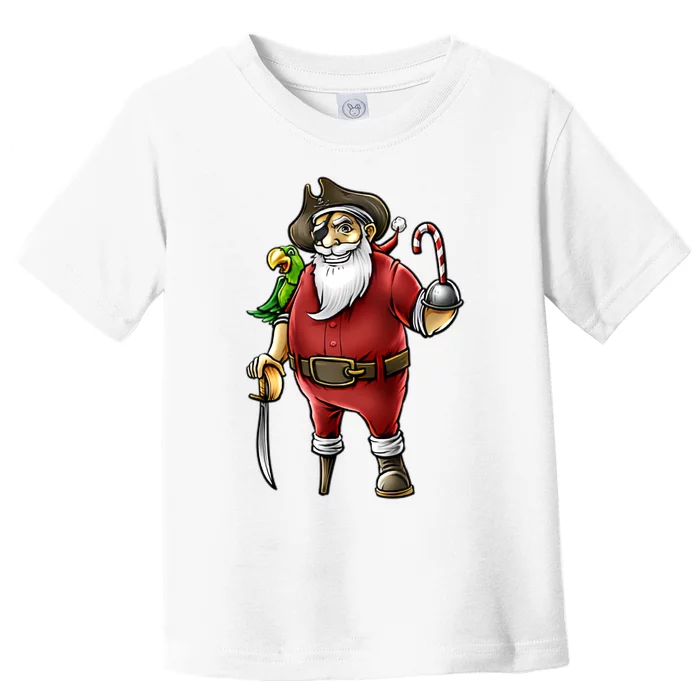 Santa Pirate Funny Christmas Candy Toddler T-Shirt