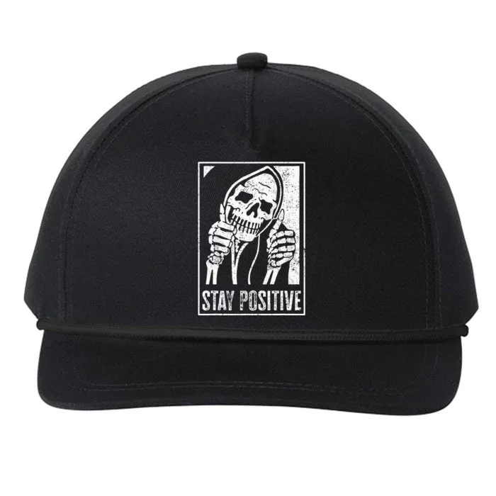 Stay Positive Funny Skeleton Be Positive Skull Halloween Snapback Five-Panel Rope Hat