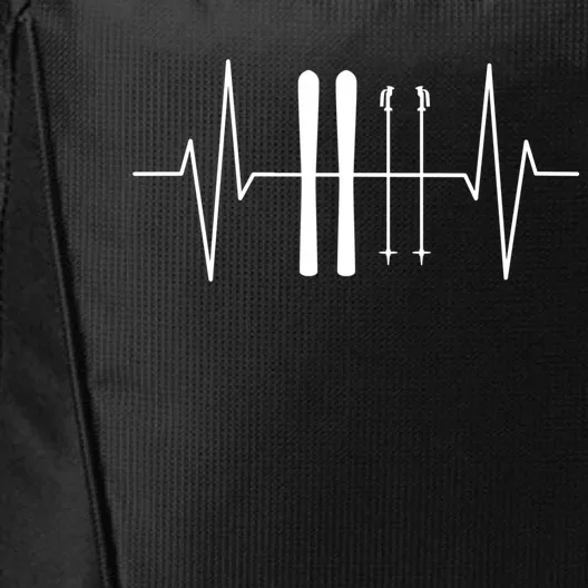 Ski Poles For Skiing Heartbeat Skier Skiing Funny Gift City Backpack