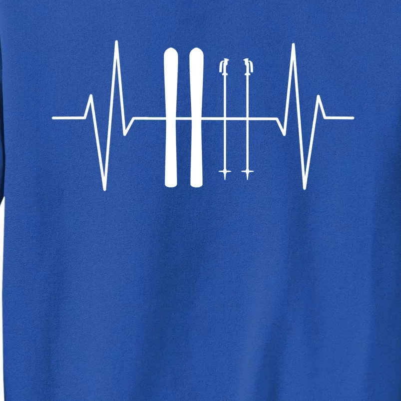 Ski Poles For Skiing Heartbeat Skier Skiing Funny Gift Sweatshirt