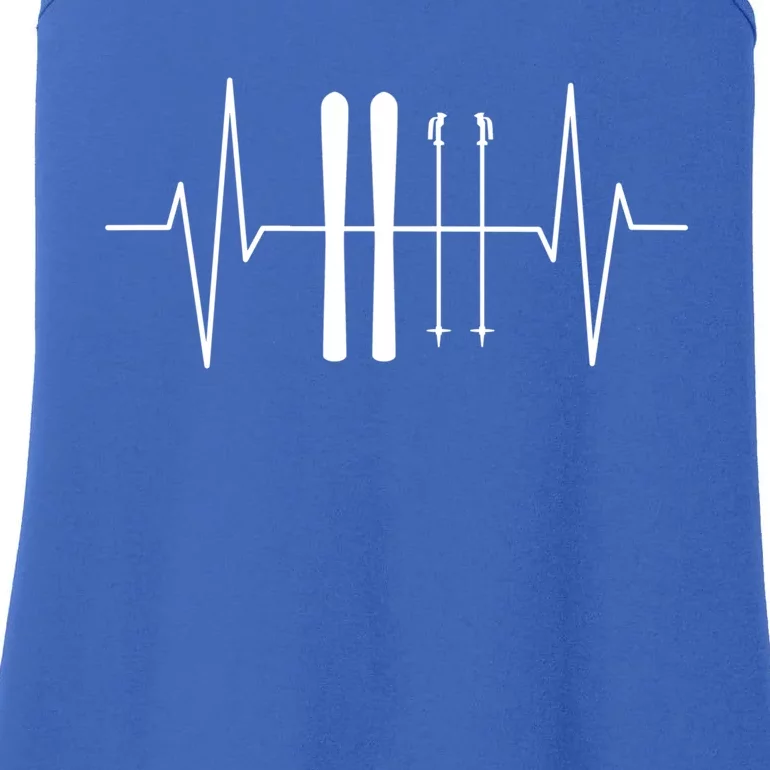 Ski Poles For Skiing Heartbeat Skier Skiing Funny Gift Ladies Essential Tank