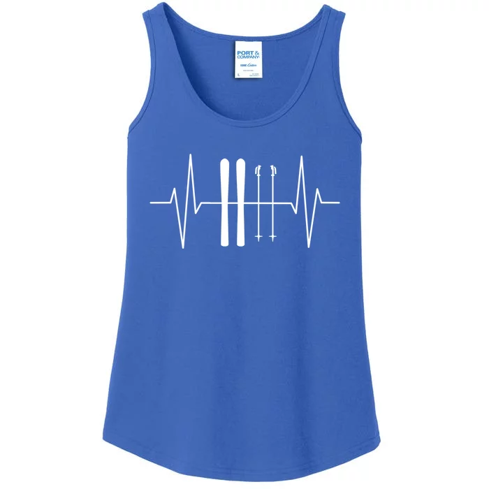 Ski Poles For Skiing Heartbeat Skier Skiing Funny Gift Ladies Essential Tank