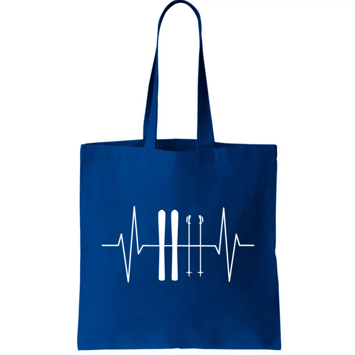 Ski Poles For Skiing Heartbeat Skier Skiing Funny Gift Tote Bag