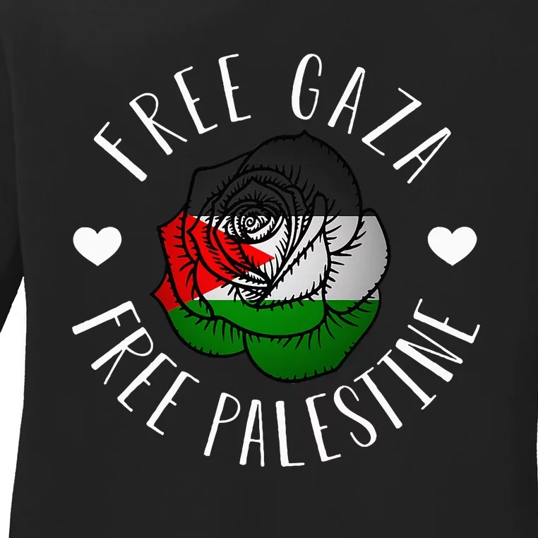 Support Palestine's Freedom with the Arabic Flag Ladies Long Sleeve Shirt