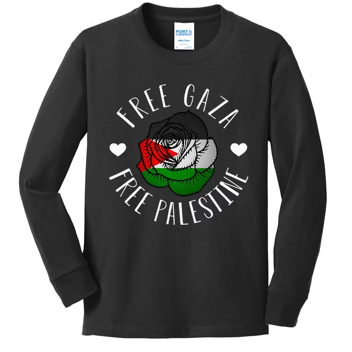 Support Palestine's Freedom with the Arabic Flag Kids Long Sleeve Shirt