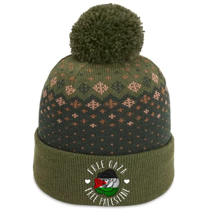 Support Palestine's Freedom with the Arabic Flag The Baniff Cuffed Pom Beanie