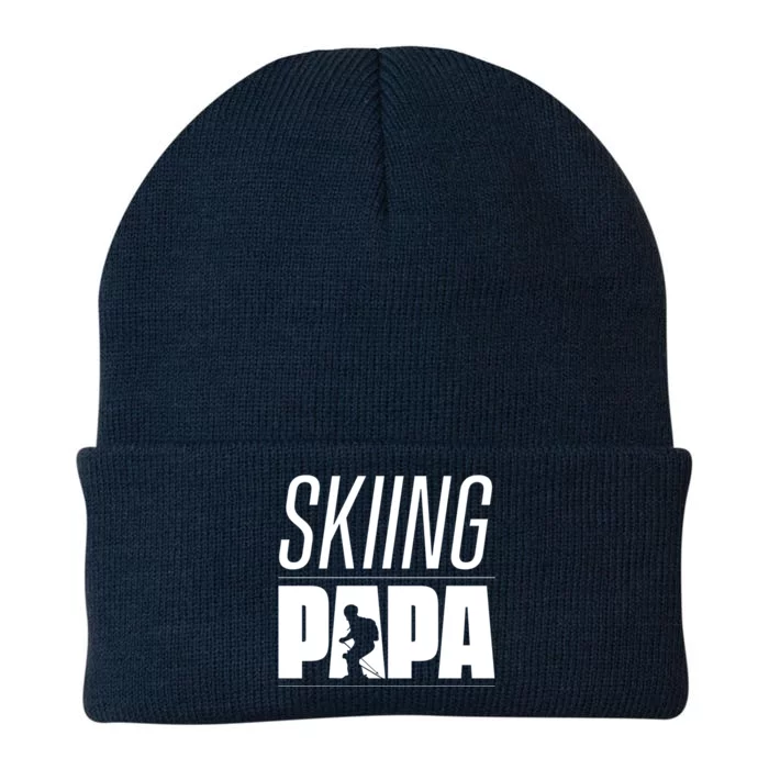 Skiing Papa Father Dad Ski Skier Gift Knit Cap Winter Beanie