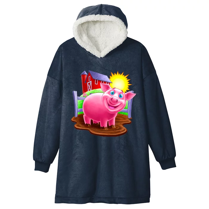 Smiling Pig Farm Hooded Wearable Blanket