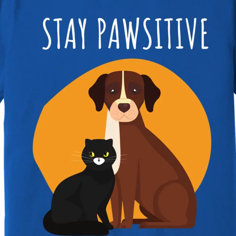 Stay Pawsitive Funny Cats And Dogs Gift Premium T-Shirt