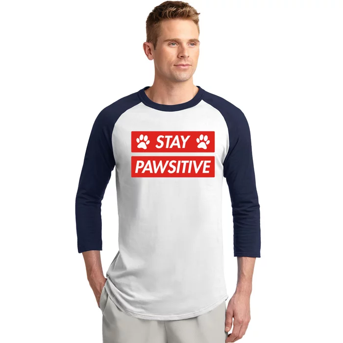 Stay Pawsitive Funny Dog Lovers Gift Meaningful Gift Baseball Sleeve Shirt