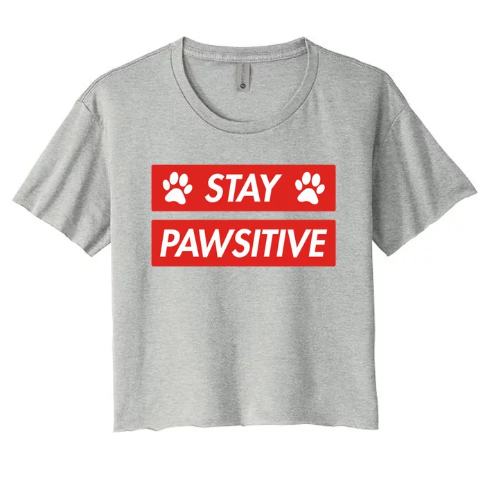 Stay Pawsitive Funny Dog Lovers Gift Meaningful Gift Women's Crop Top Tee