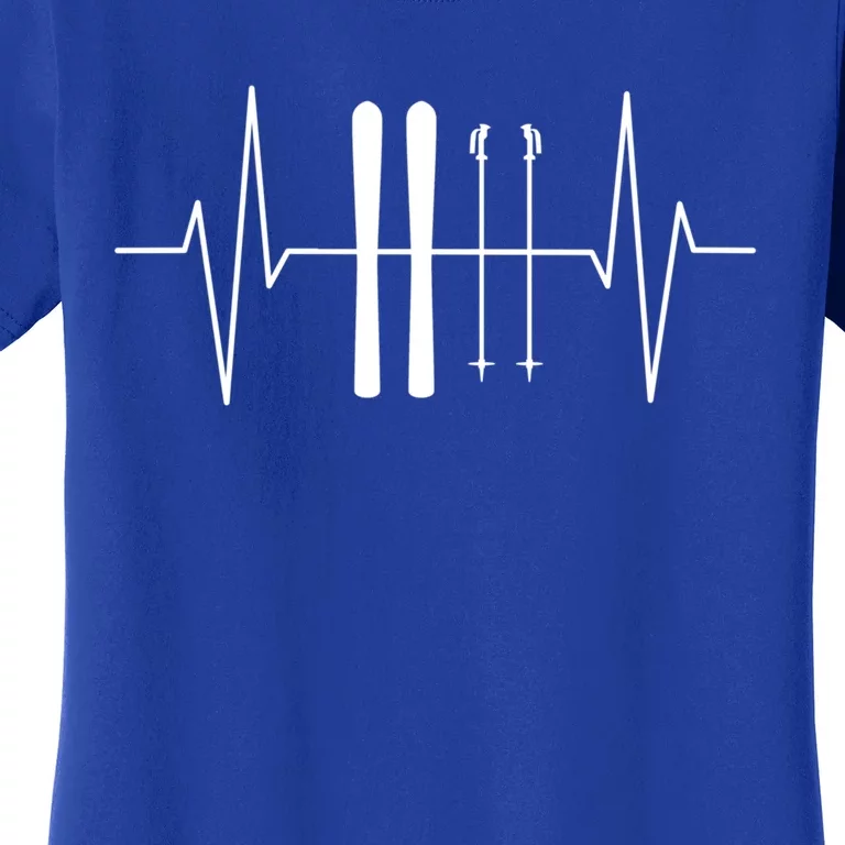 Ski Poles For Skiing Heartbeat Skier Skiing Gift Women's T-Shirt