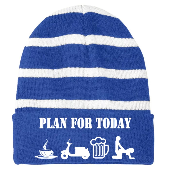 Scooter Plan For Day Cool Cheeky Scooter Gift Striped Beanie with Solid Band