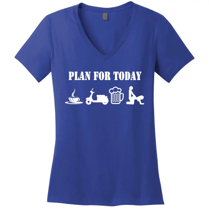 Scooter Plan For Day Cool Cheeky Scooter Gift Women's V-Neck T-Shirt