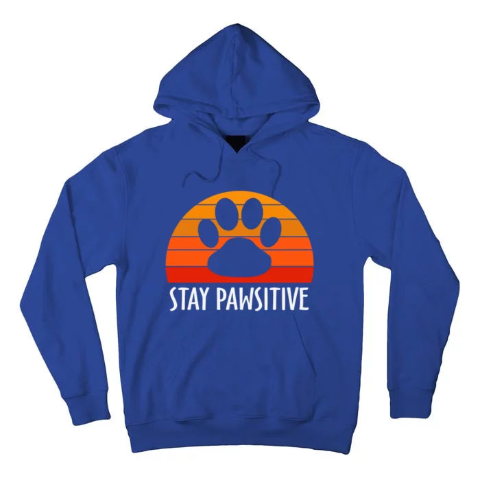 Stay Pawsitive Funny Dog Paw Graphic Vintage Cute Gift Tall Hoodie