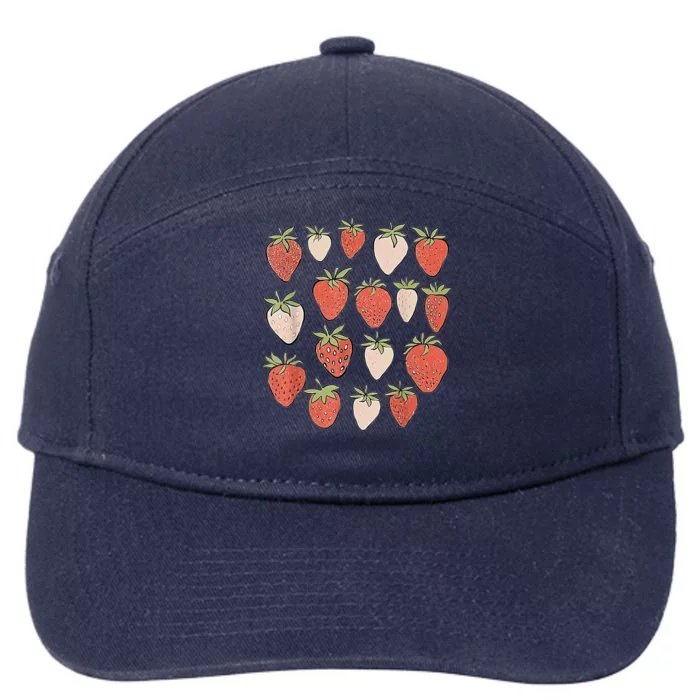 Strawberry Pattern Fruitarian Berry Strawberries Fruit Lover 7-Panel Snapback Hat